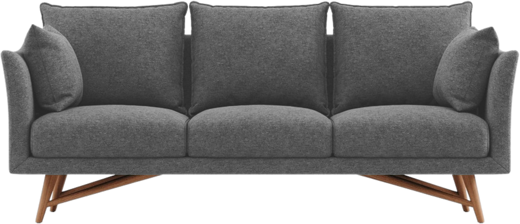 Gray Couch with Wooden Legs 